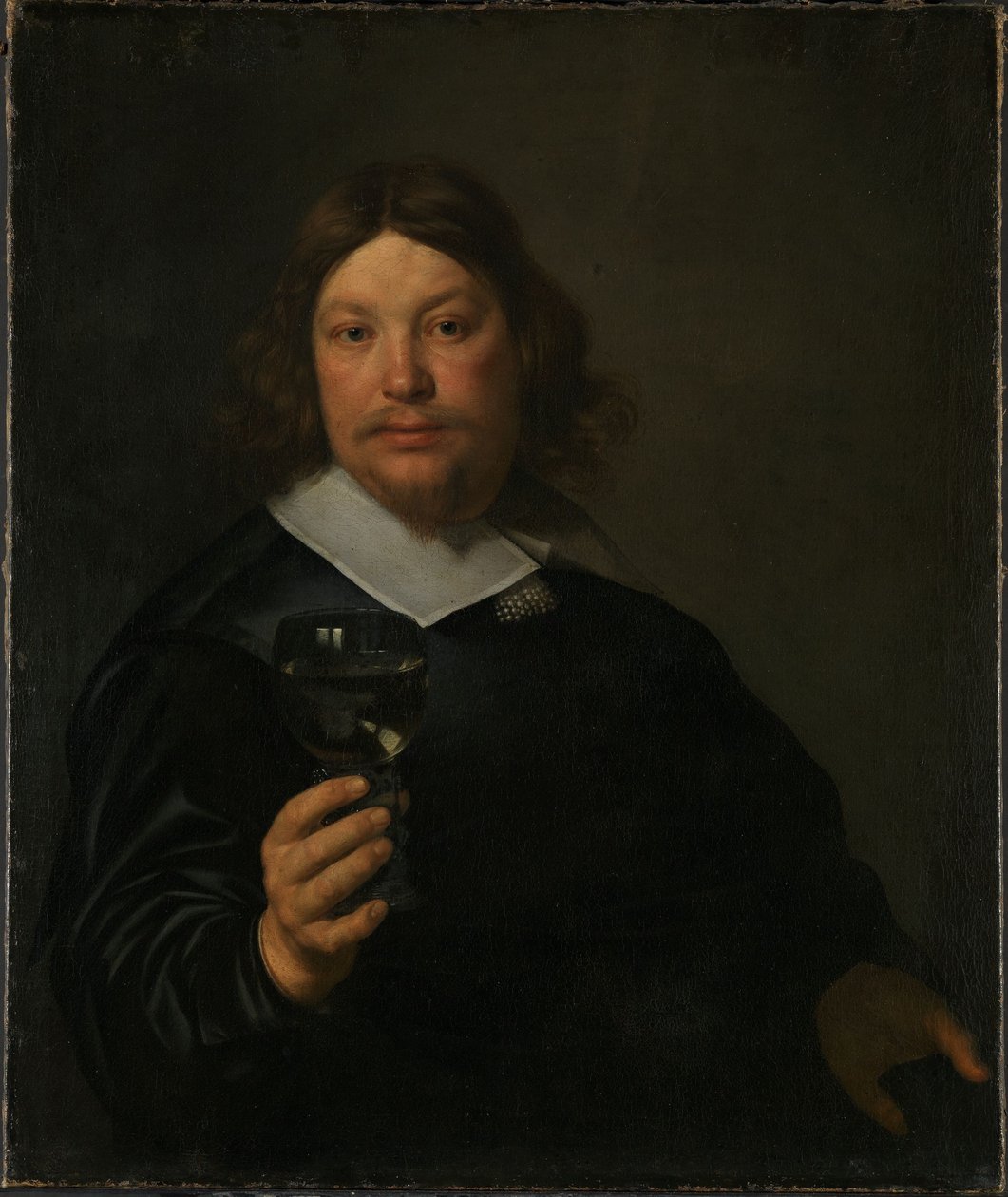 Mies pitelemässä viinilasia tekijältä Bartholomeus van der Helst