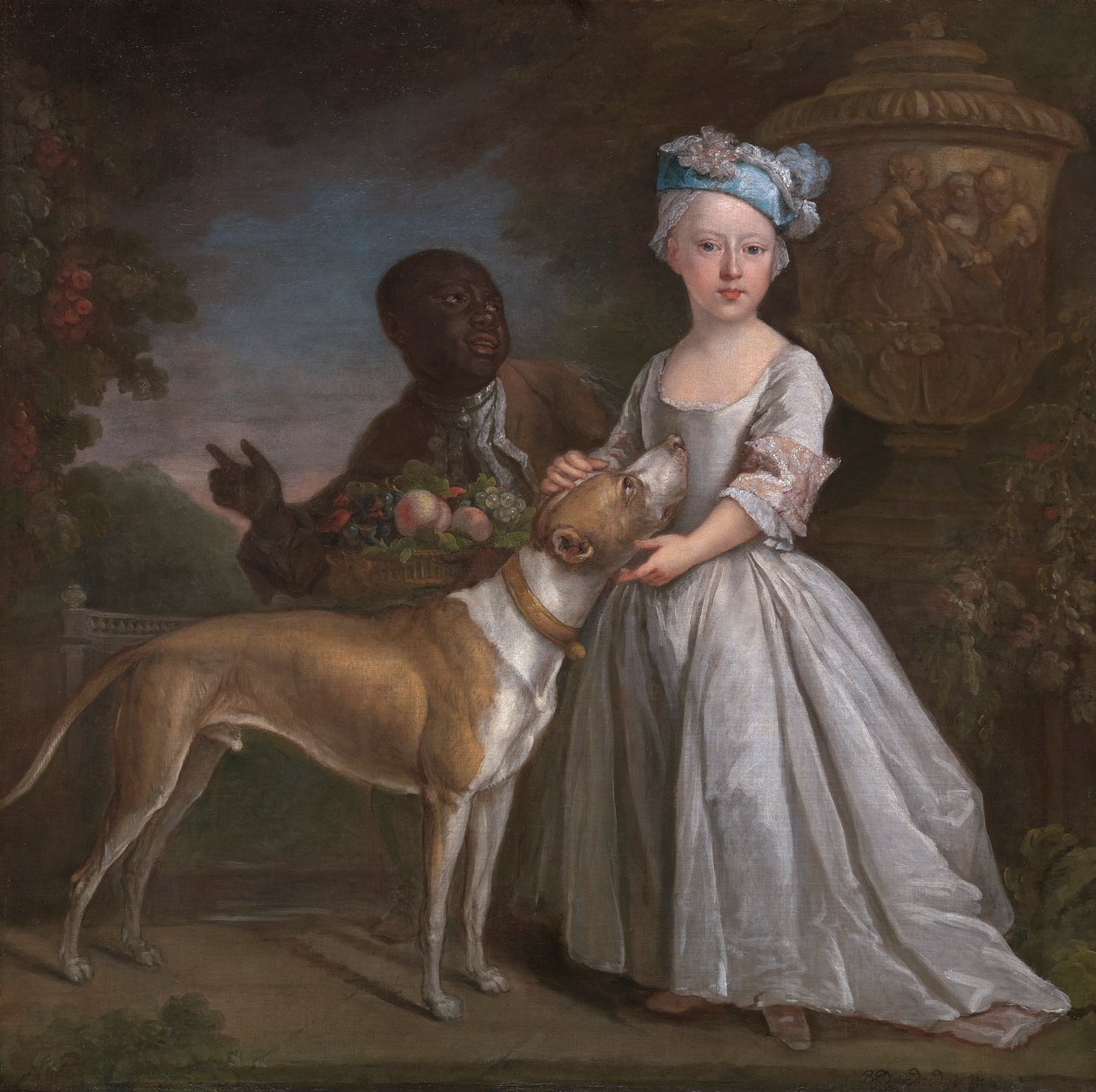 Nuori tyttö, jolla on orjuutettu palvelija ja koira tekijältä Bartholomew Dandridge
