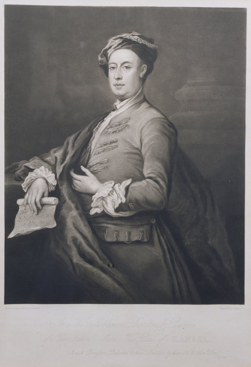 Charles Turnerin (1773-1857) kaivertama George Frederick Händelin (1685-1759) muotokuva 1821 (mezzotint) tekijältä Bartholomew Dandrige