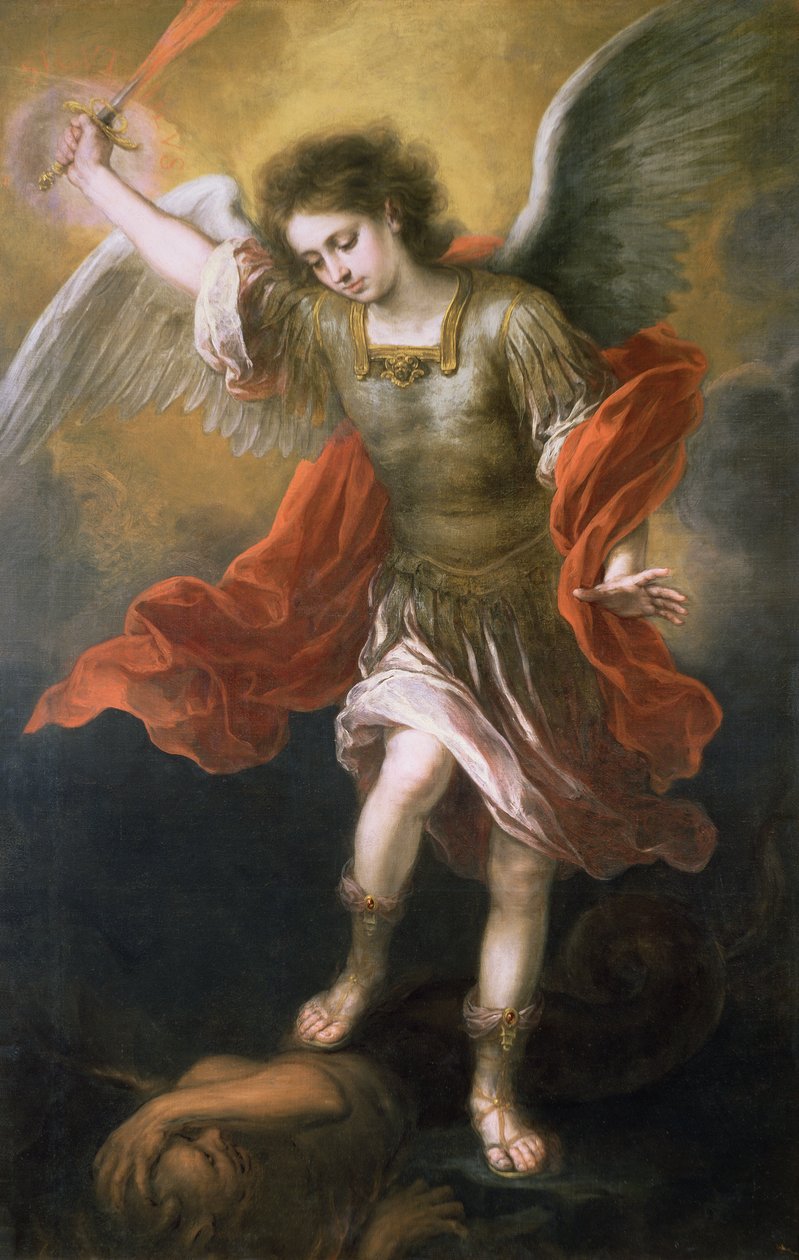 Pyhä Mikael karkottaa paholaisen kuiluun, 166568 tekijältä Bartolomé Esteban Murillo