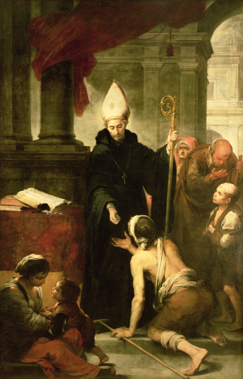 Pyhä Tuomas Villanuevasta jakamassa almuja, 1678 tekijältä Bartolomé Esteban Murillo