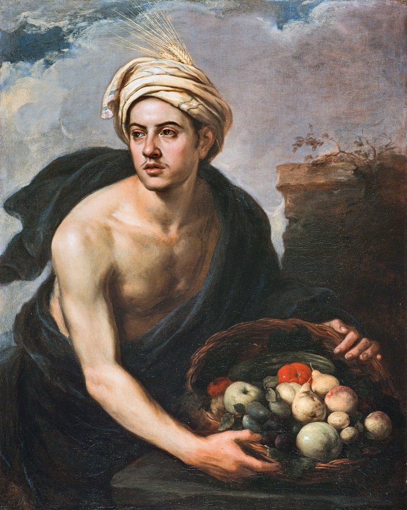 Nuori mies korilla hedelmiä tekijältä Bartolomé Esteban Murillo