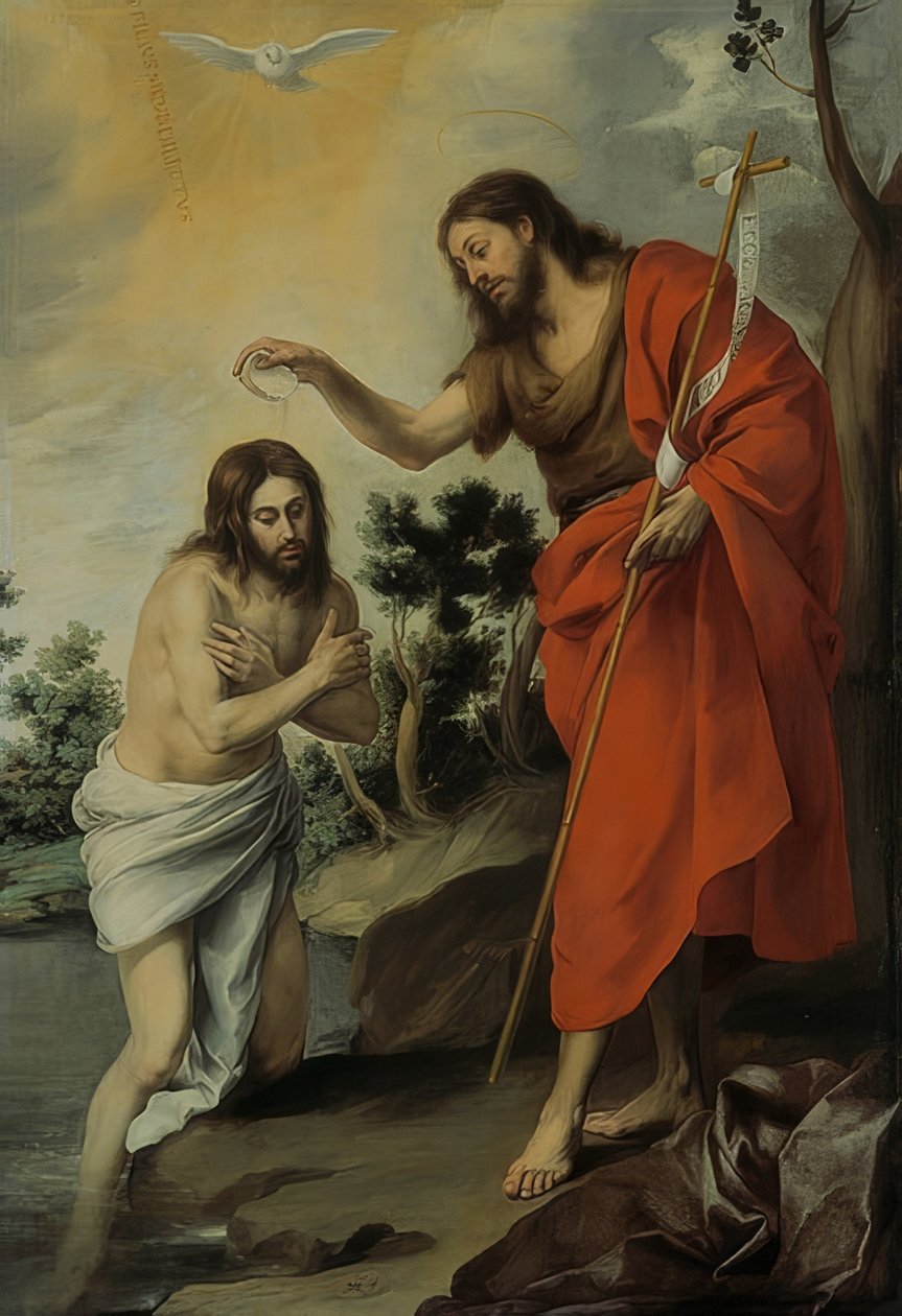 Kristuksen kaste. Noin 1655 tekijältä Bartolomé Esteban Murillo