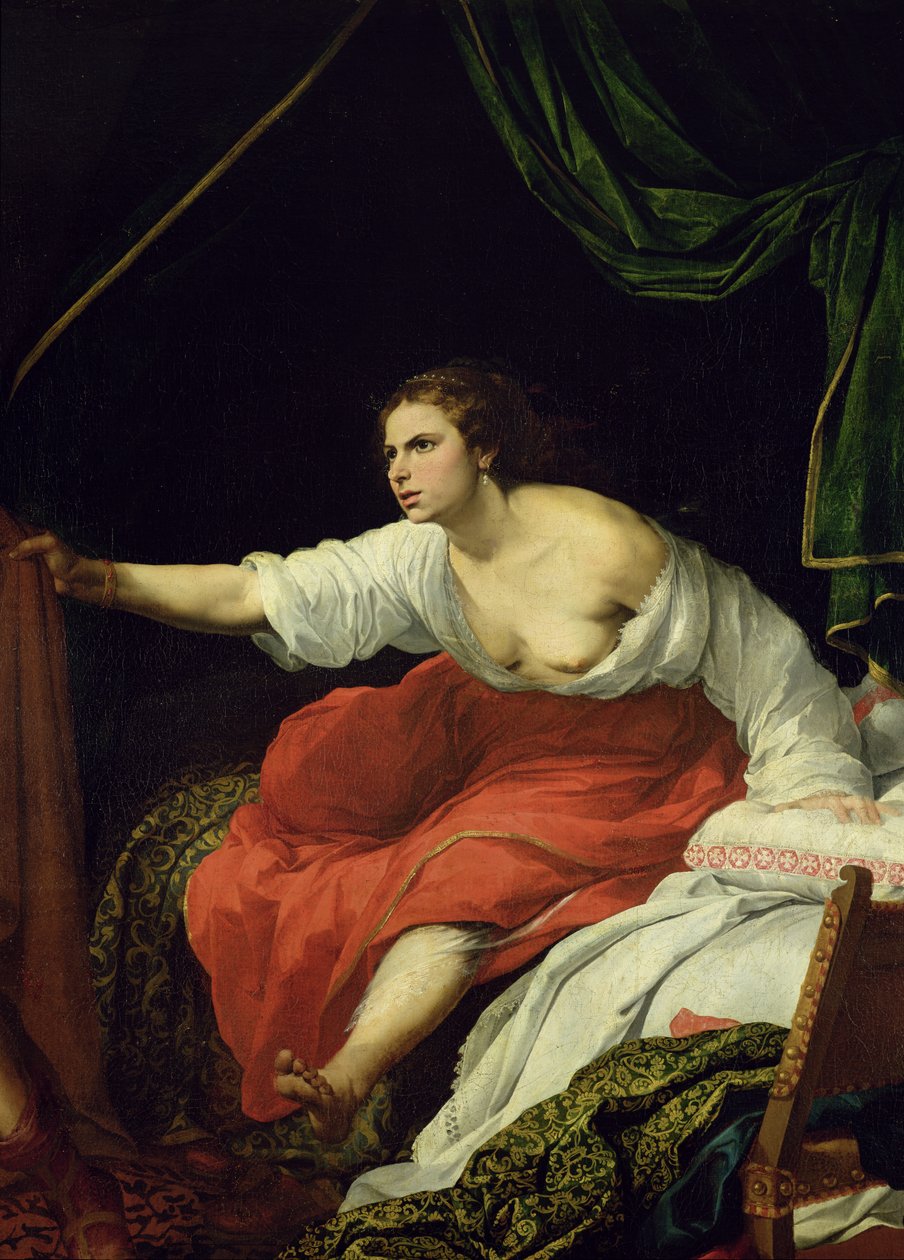Potifarin vaimo, yksityiskohta Joosefin ja Potifarin vaimosta, 1645-48, katso 242067 tekijältä Bartolomé Esteban Murillo