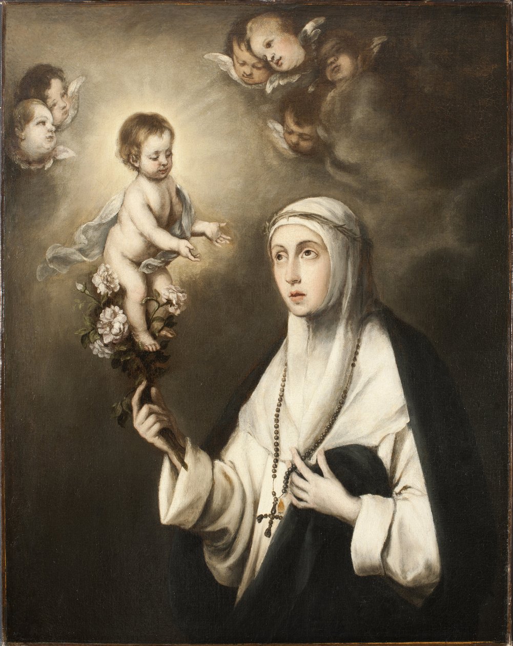 Rose de Lima (Isabel Flores de Oliva) (1586-1617) - Liman pyhä ruusu, kirjoittanut Murillo, Bartolome Esteban, jäljennös . Öljy kankaalle. Mitat: 93 x 76 cm. Tukholman kansallismuseo tekijältä Bartolomé Esteban Murillo