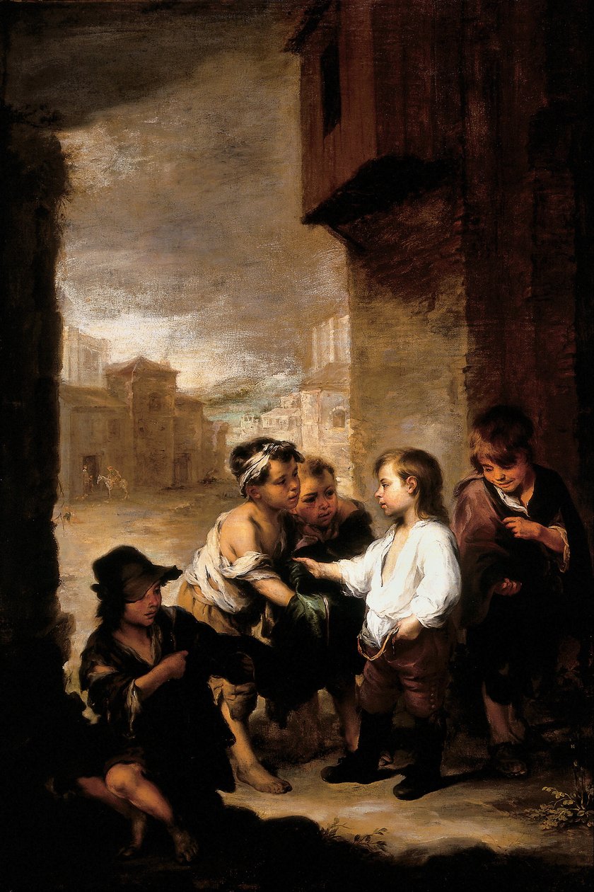 Pyhä Tuomas Villanuevalainen jakamassa vaatteitaan kerjäläispoikien kesken tekijältä Bartolomé Esteban Murillo