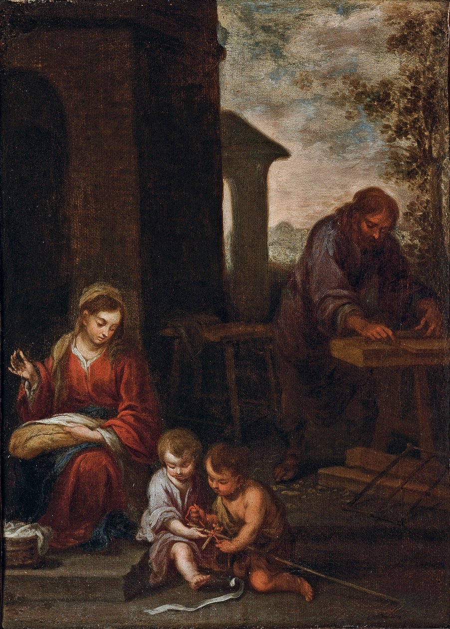 Pyhä perhe lapsen kanssa Pyhä Johannes Kastaja, 1660-70 tekijältä Bartolomé Esteban Murillo