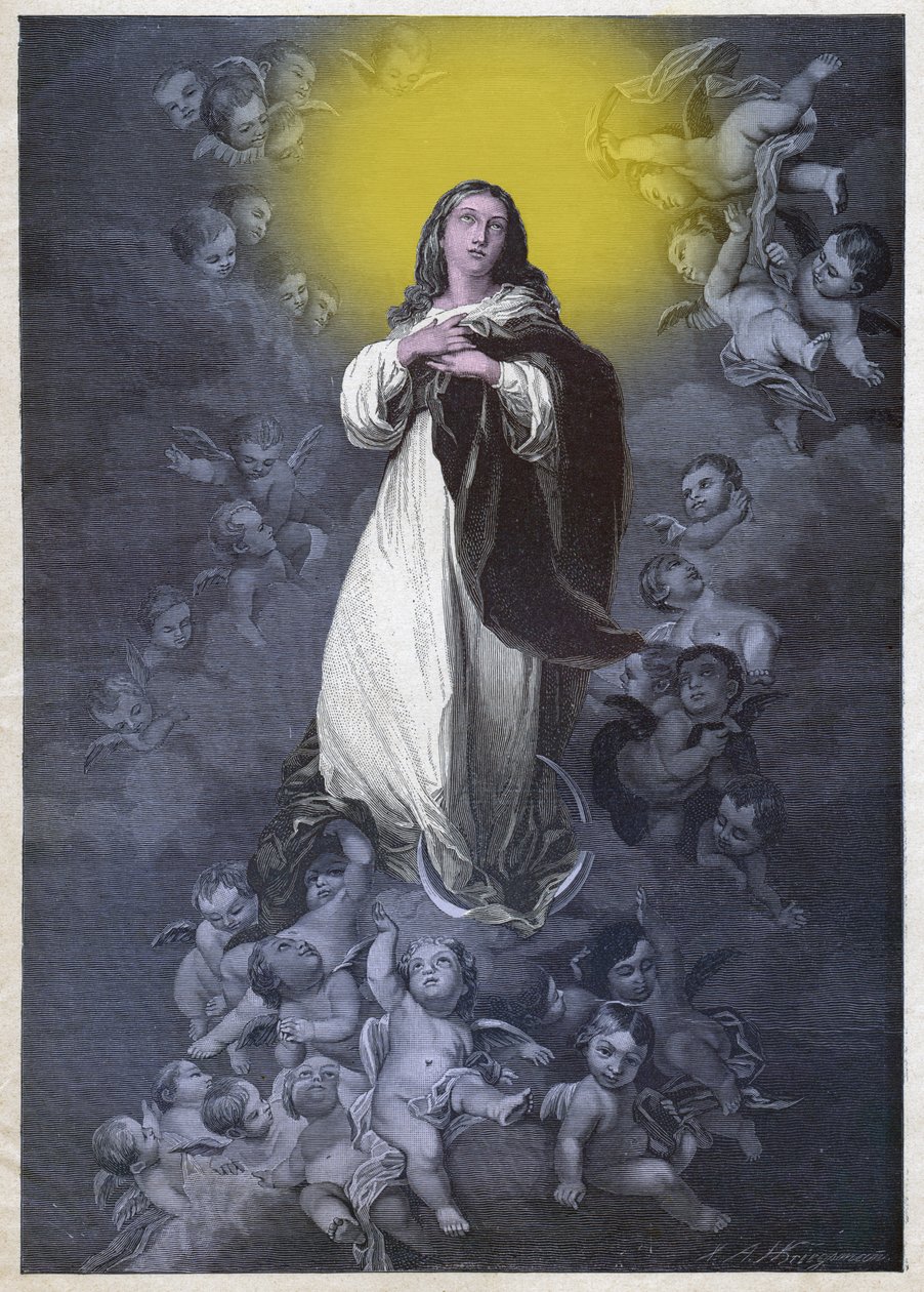 Immaculate Concept. (kaiverrus, noin 1900) tekijältä Bartolome Esteban (after) Murillo
