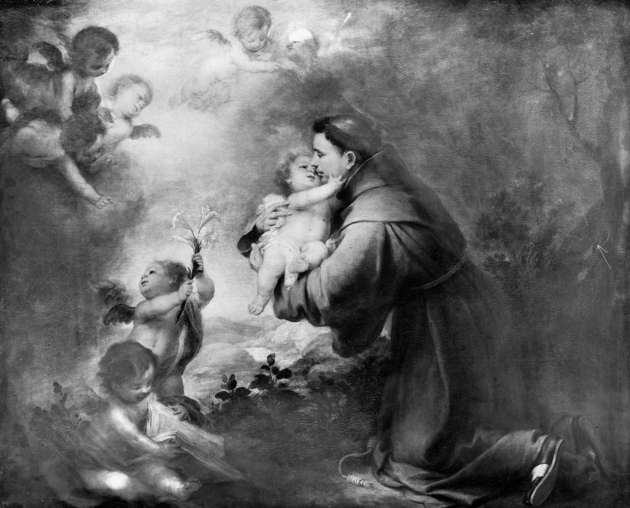 Pyhä Antonius Padovalainen Kristus-lapsen kanssa tekijältä Bartolomé Esteban Murillo