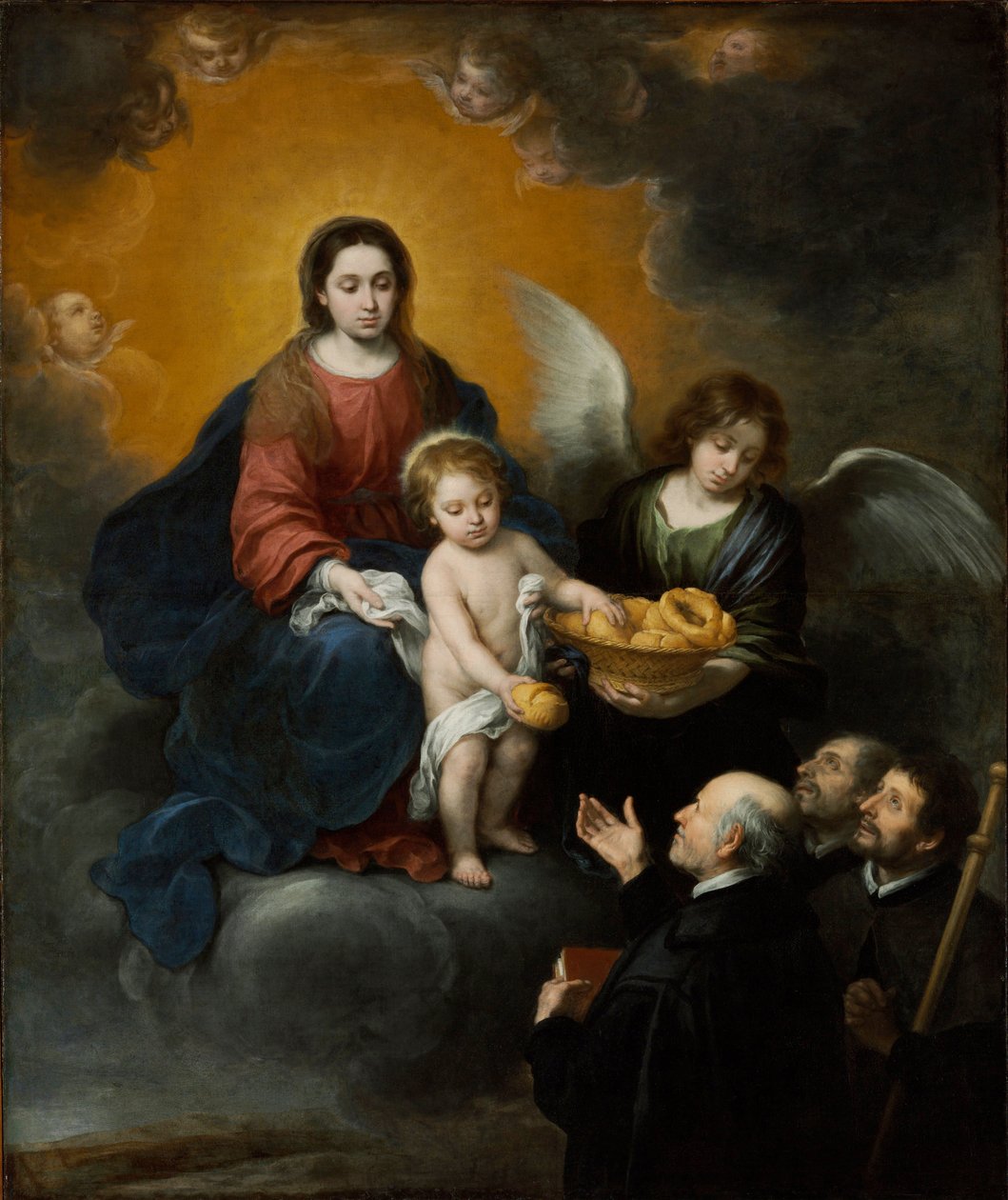 Kristus-lapsi jakavassa leipää pyhiinvaeltajille - Bartolome Esteban Murillon (1617-1682) maalaus, öljy kankaalle (219x182 cm) tekijältä Bartolomé Esteban Murillo