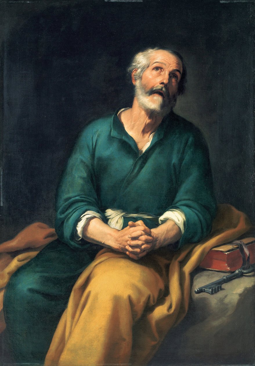Pyhän Pietarin kyyneleet - Bartolome Esteban Murillon (1617-1682) maalaus Pyhä Pietari kyyneleissä Öljy kankaalle n. 1655 Bilbaon taidemuseo 148x104 tekijältä Bartolomé Esteban Murillo