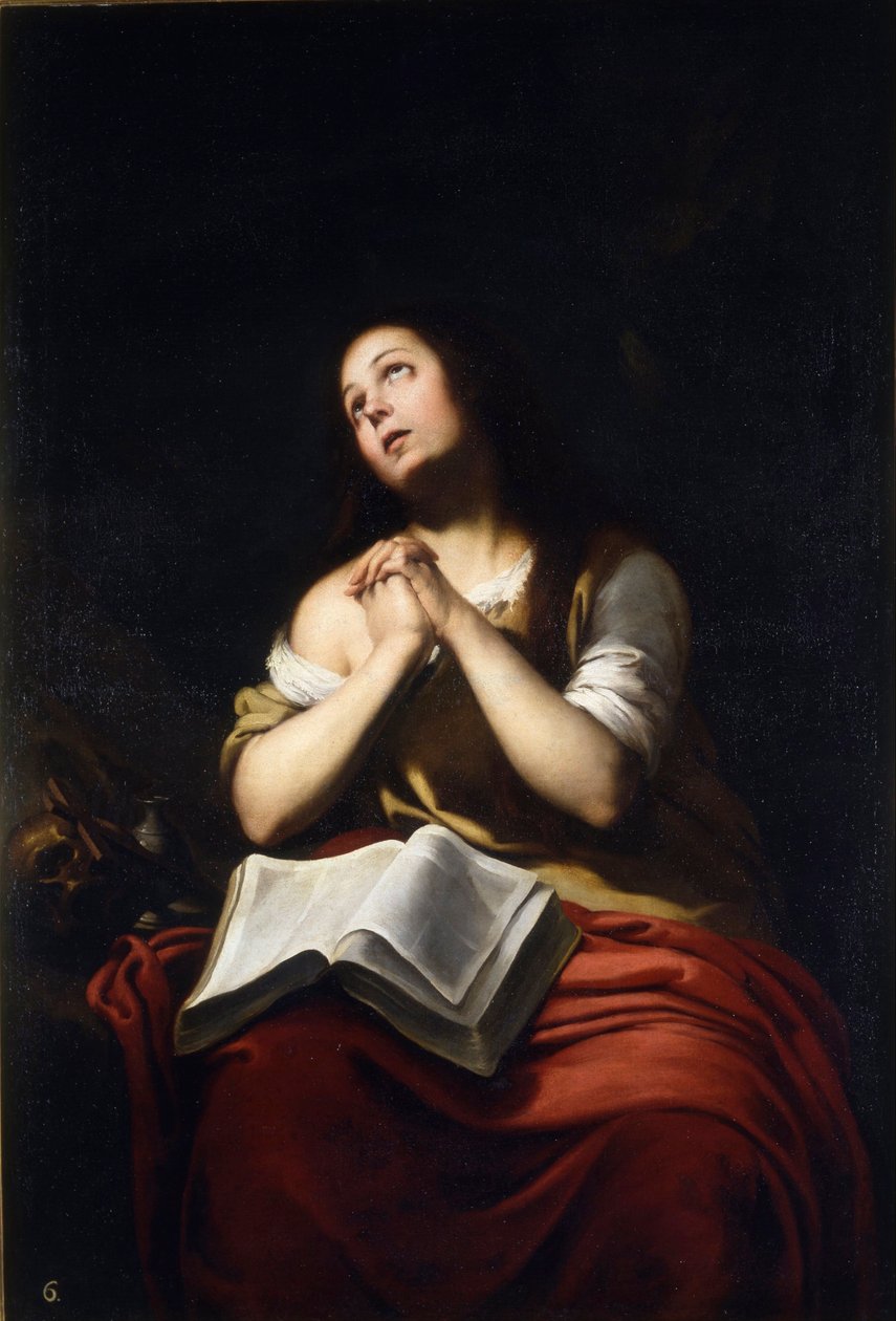 ""Marie Madeleine repentante"" (Katuva Maria Magdaleena) Bartolome Esteban Murillon (1617-1682) maalaus - vers 1650 - Öljy kankaalle Koko 20x15 cm Real Academia de Bellas Artes de San Fernando, Madrid tekijältä Bartolomé Esteban Murillo