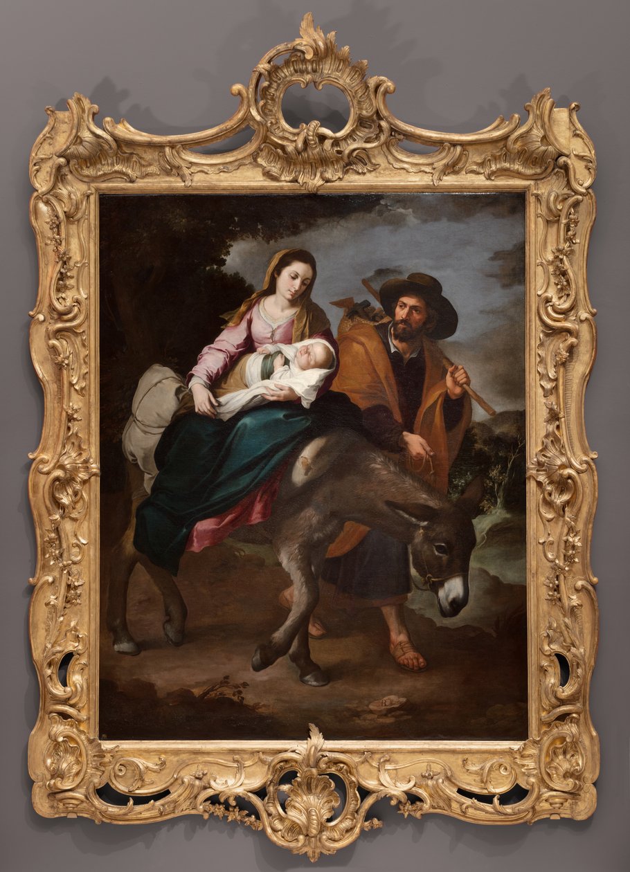 Lento Egyptiin, n. 1647-1650 (öljy kankaalle) tekijältä Bartolomé Esteban Murillo