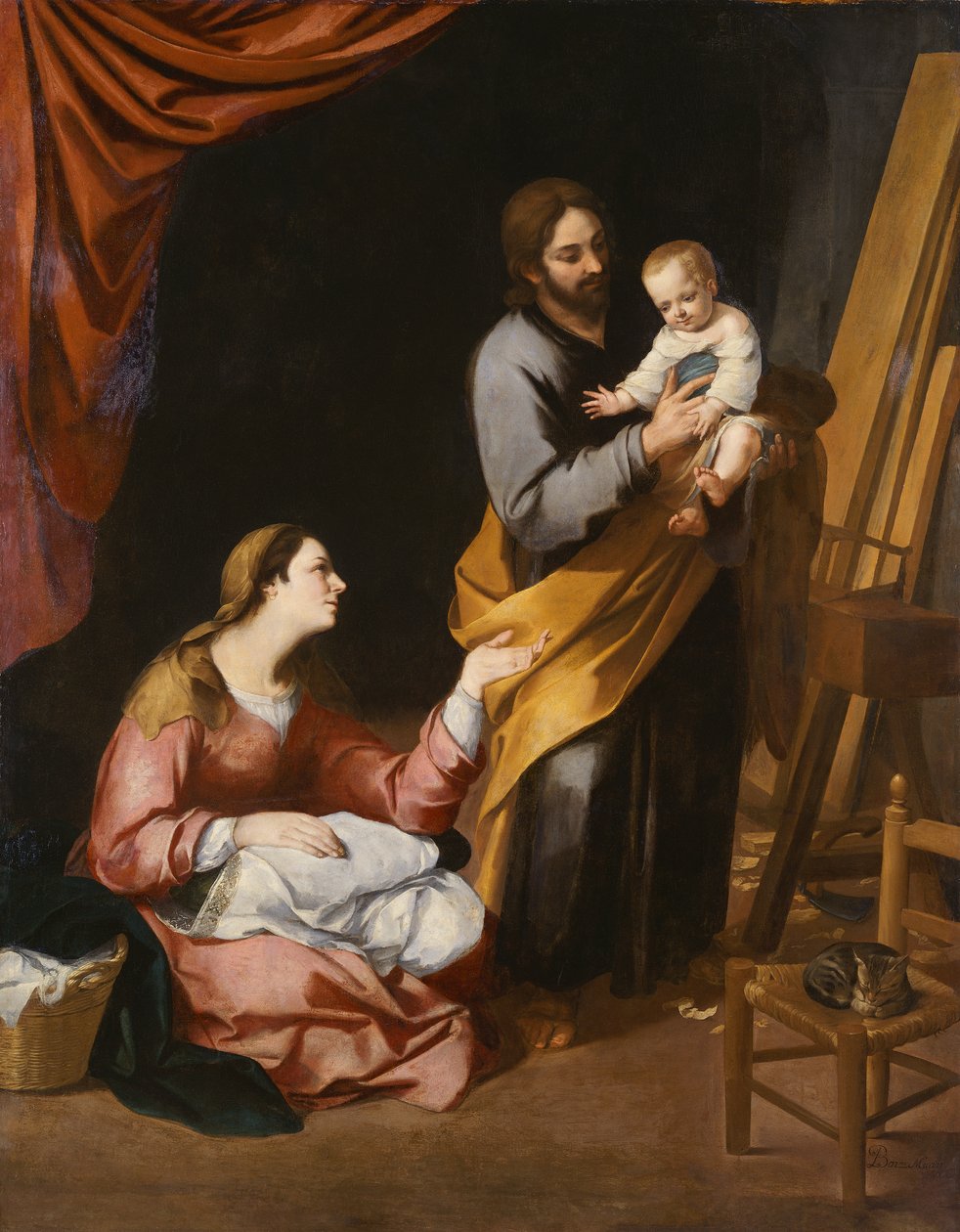 Pyhä perhe puusepän pajassa (öljy kankaalle) tekijältä Bartolomé Esteban Murillo