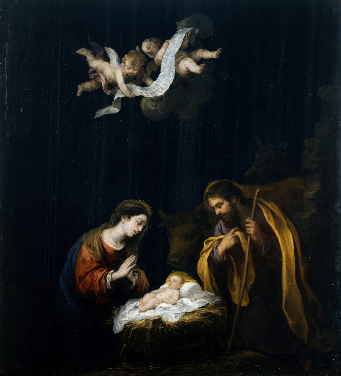 Syntymä, n. 1665-1670 (öljy obsidianille) tekijältä Bartolomé Esteban Murillo