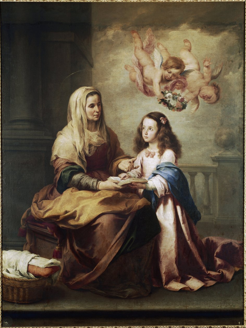 Neitsyt Marian ja Pyhän Annan yksityiskohdat. (öljy kankaalle, n. 1674) tekijältä Bartolomé Esteban Murillo