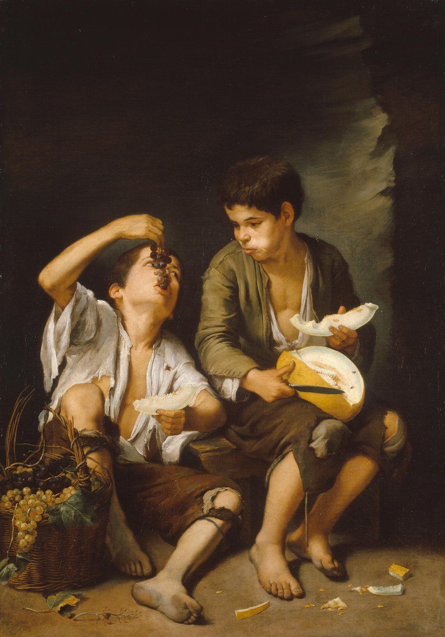 Viinirypäleiden ja melonien syöjä tekijältä Bartolomé Esteban Murillo