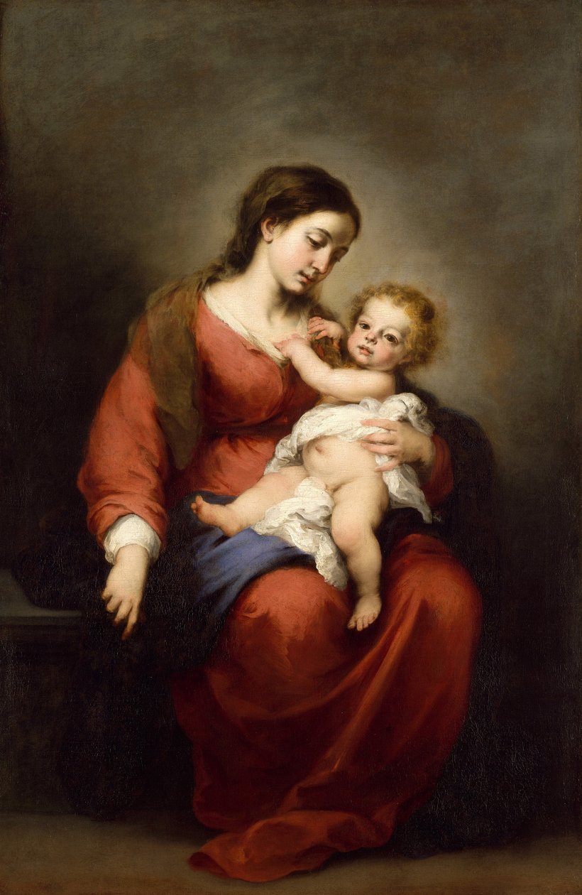Neitsyt ja lapsi, n. 1670-1672 (öljy kankaalle) tekijältä Bartolomé Esteban Murillo