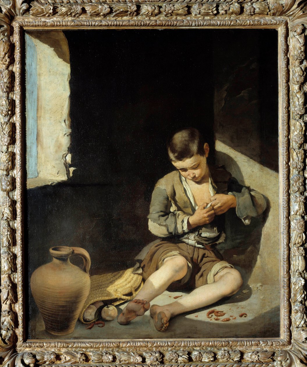 Nuori kerjäläinen Bartolome Murillon (1618-1682) maalaus 1600-luvun su. 1,34x1 m tekijältä Bartolomé Esteban Murillo
