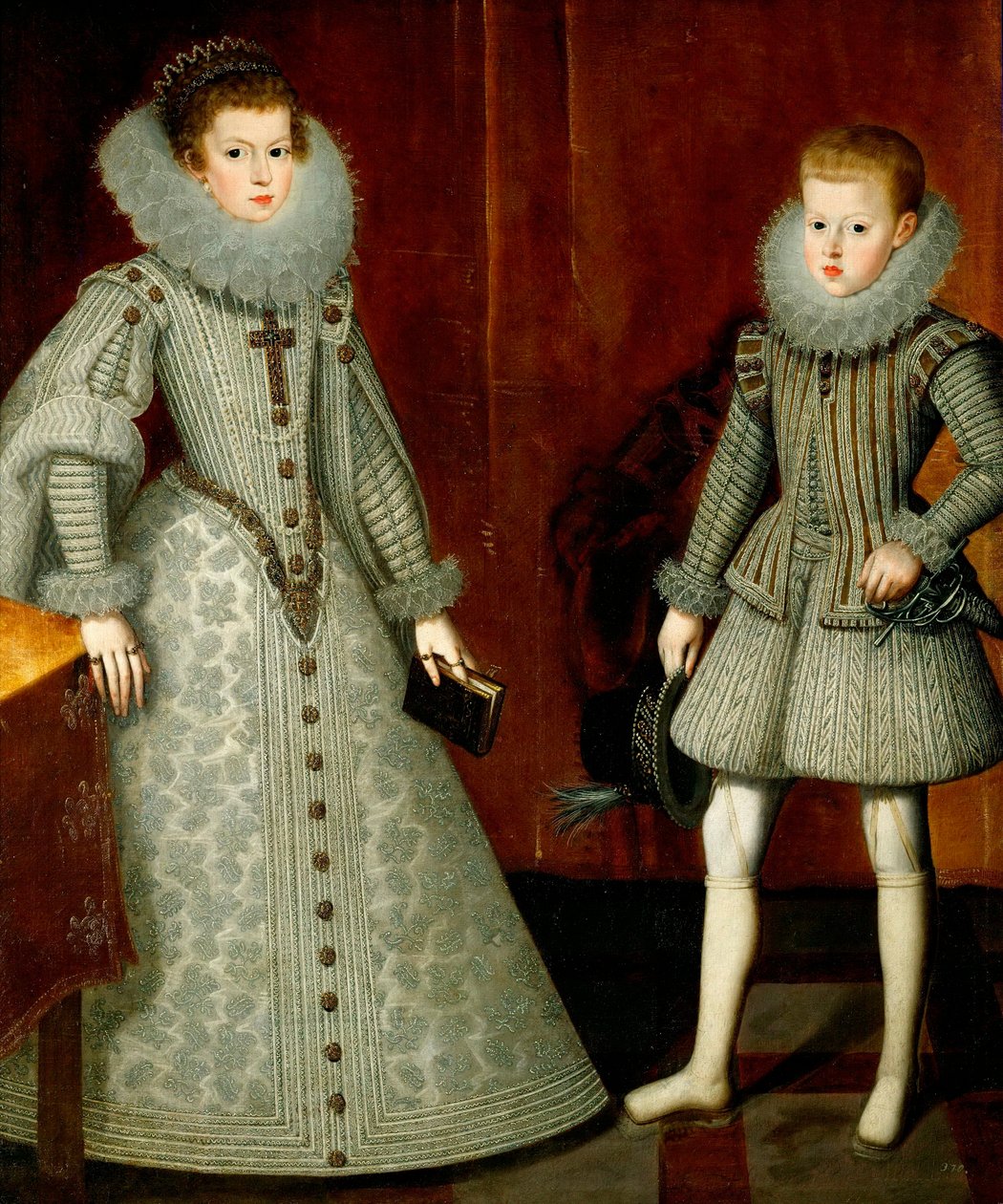 ""Itävallan Annen ja hänen veljensä Philipin (silloin Espanjan Filip IV) muotokuva" (Infante Philip, myöhemmin Espanjan kuningas Philip IV (1605-1665) ja hänen sisarensa Anne Itävallasta (1601-1666) ) Maalauksen tekijä Bartolome Gonzalez y Serrano (1564-16 tekijältä Bartolome Gonzalez