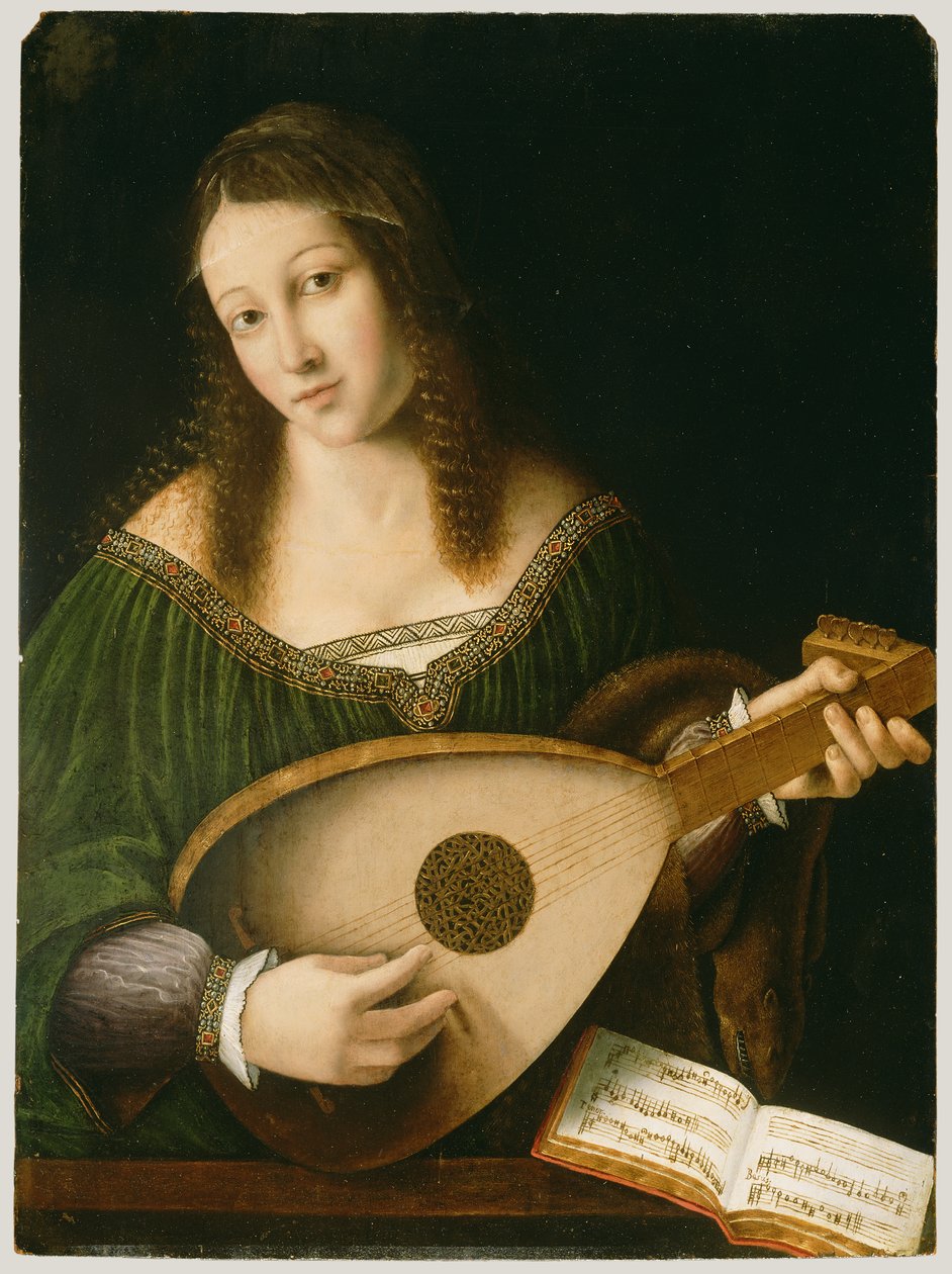 Nainen soittamassa luuttua, n. 1530 tekijältä Bartolomeo Veneto