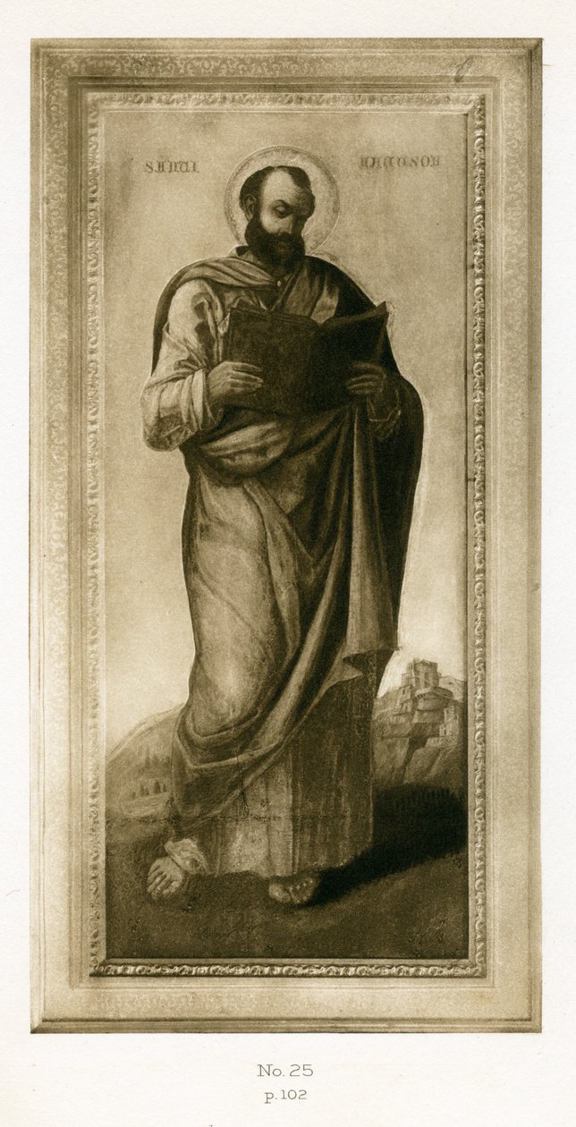 Miespyhimys, ehkä Pyhä Markus, n. 1490 (öljy ja tempera paneelissa) tekijältä Bartolomeo Vivarini