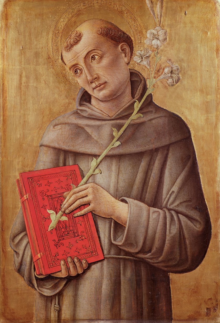Pyhä Antonius Padovalainen (tempera paneelissa) tekijältä Bartolomeo Vivarini