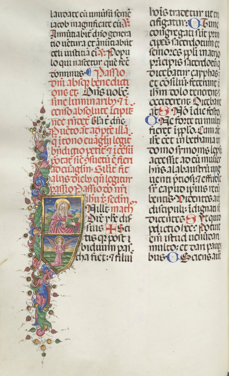 Missale: Fol. 116: Pyhä Matteus enkelin kanssa, 1469. tekijältä Bartolomeo Caporali