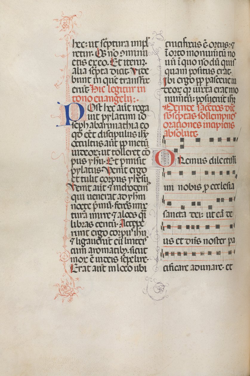 Missale: Fol. 145v: Musiikkia erilaisiin rukouksiin, 1469. tekijältä Bartolomeo Caporali