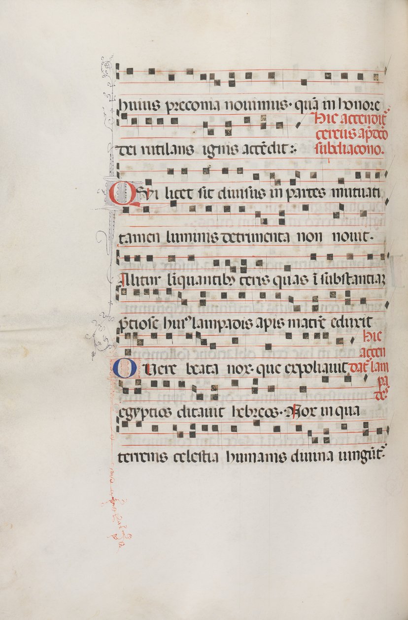 Missale: Fol. 156v: Musiikkia Exultetille, 1469 tekijältä Bartolomeo Caporali