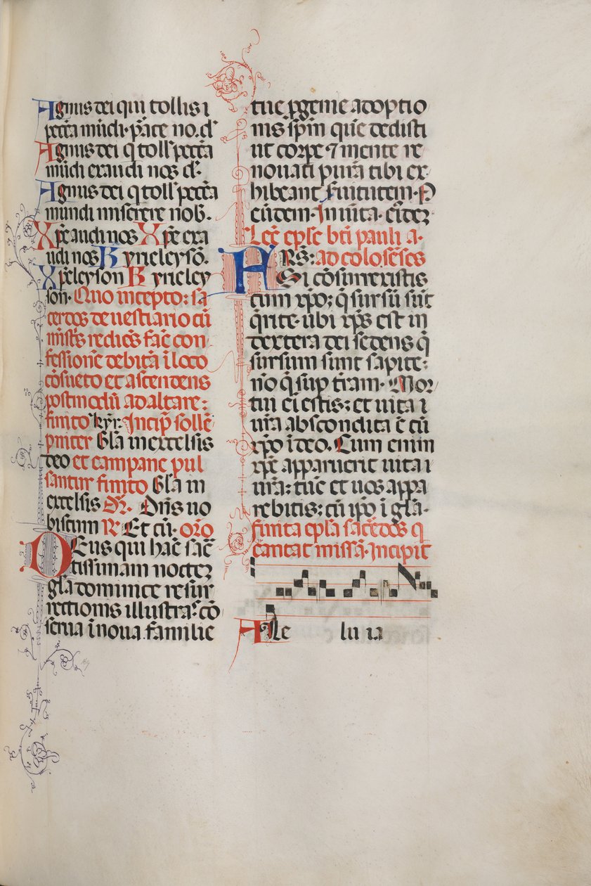 Missale: Fol. 171: Musiikkia Alleluialle jne. pääsiäisen alussa 1469. tekijältä Bartolomeo Caporali