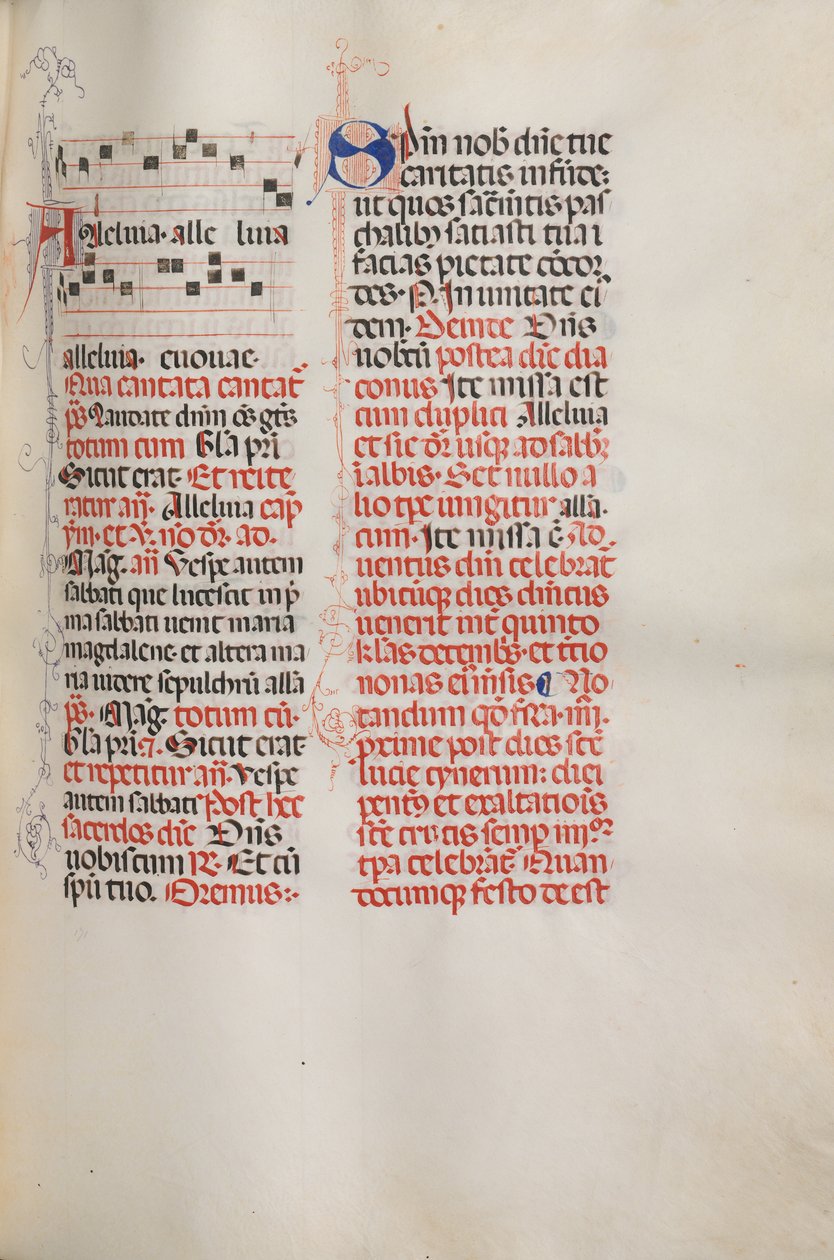 Missale: Fol. 173: Musiikkia Alleluialle jne. pääsiäisen alussa 1469. tekijältä Bartolomeo Caporali