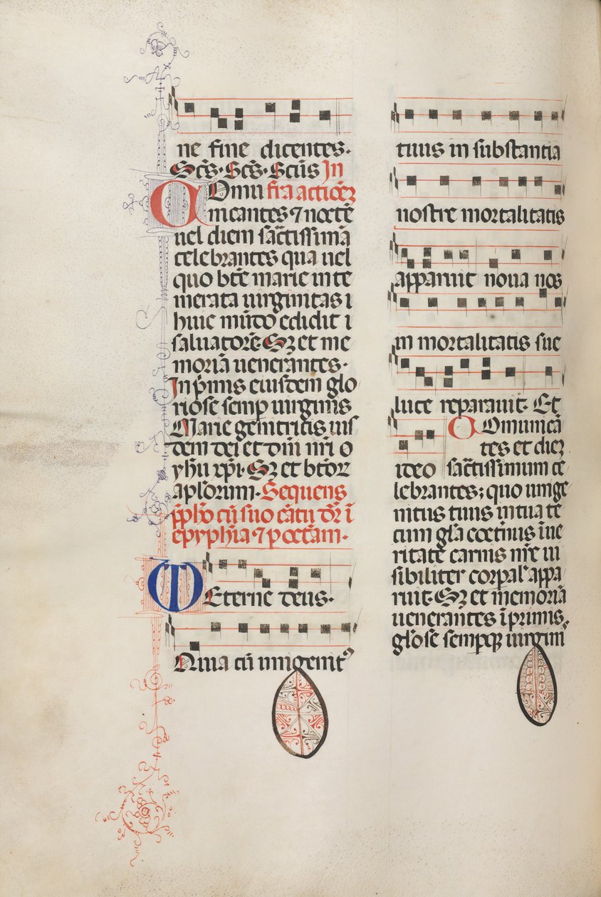 Missale: Fol. 177v: Musiikkia erilaisiin tavallisiin rukouksiin, 1469. tekijältä Bartolomeo Caporali