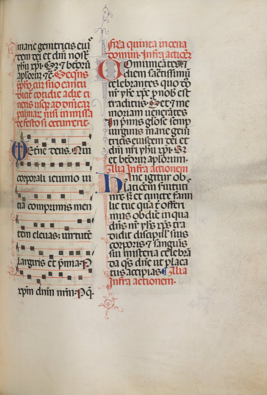 Missale: Fol. 178: Musiikkia erilaisiin tavallisiin rukouksiin, 1469. tekijältä Bartolomeo Caporali