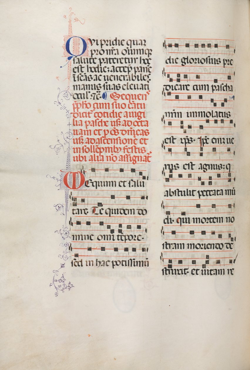 Missale: Fol. 178v: Musiikkia erilaisiin tavallisiin rukouksiin, 1469. tekijältä Bartolomeo Caporali