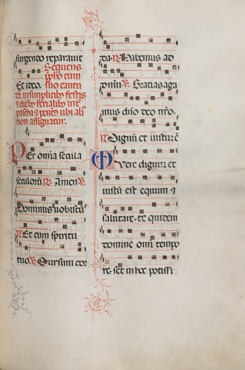 Missale: Fol. 179: Musiikkia erilaisiin tavallisiin rukouksiin, 1469. tekijältä Bartolomeo Caporali