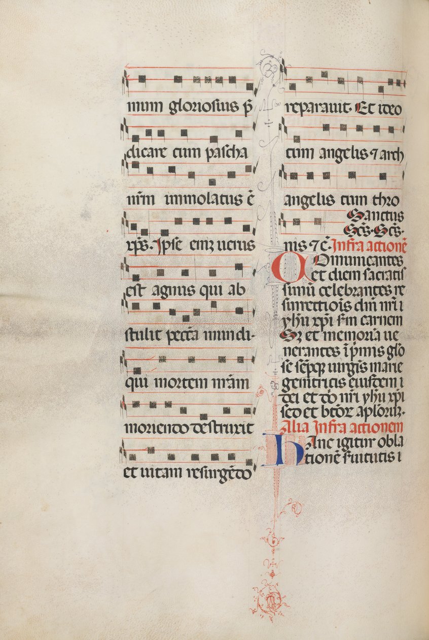 Missale: Fol. 179v: Musiikkia erilaisiin tavallisiin rukouksiin, 1469. tekijältä Bartolomeo Caporali