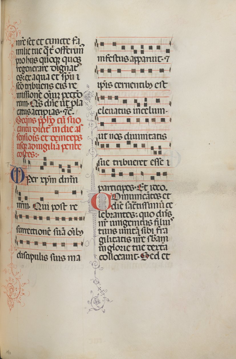 Missale: Fol. 180: Musiikkia erilaisiin tavallisiin rukouksiin, 1469. tekijältä Bartolomeo Caporali