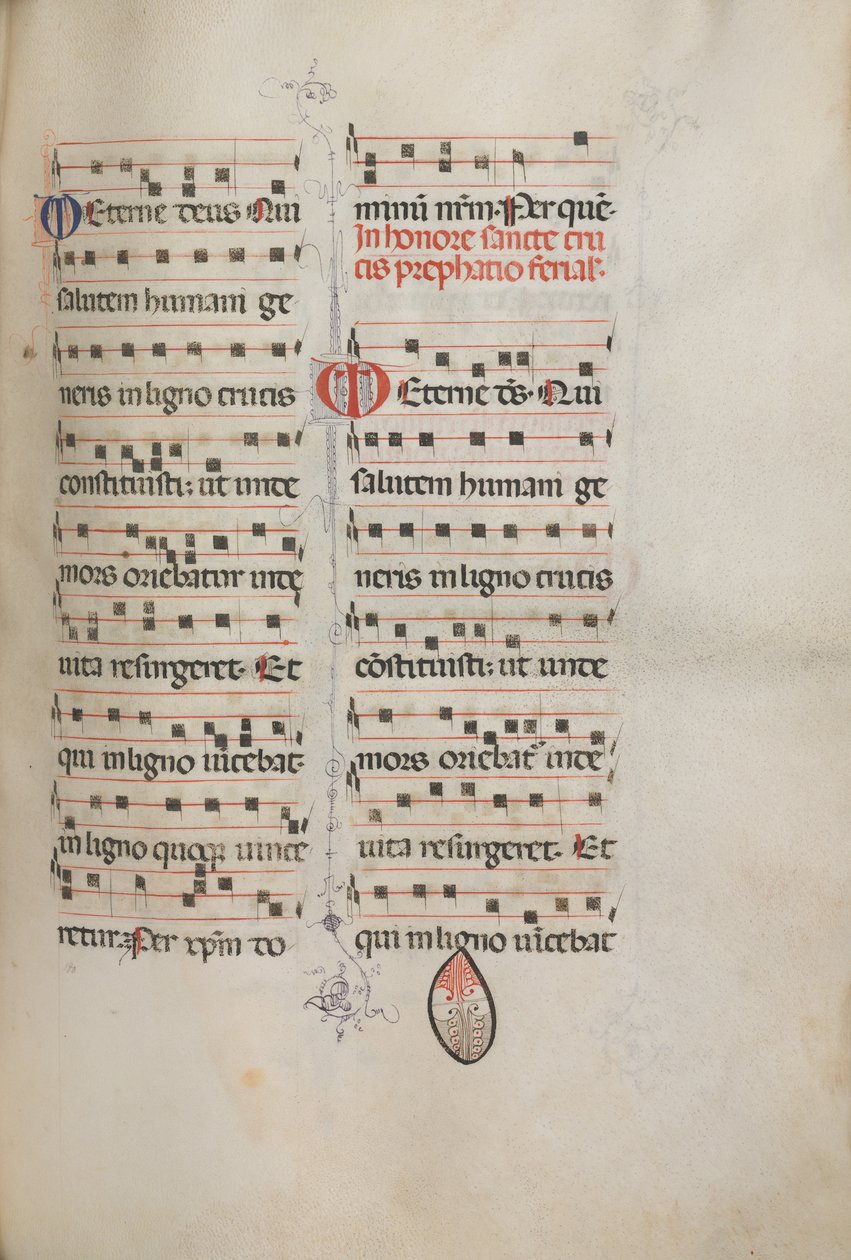 Missale: Fol. 182: Musiikkia erilaisiin tavallisiin rukouksiin, 1469. tekijältä Bartolomeo Caporali