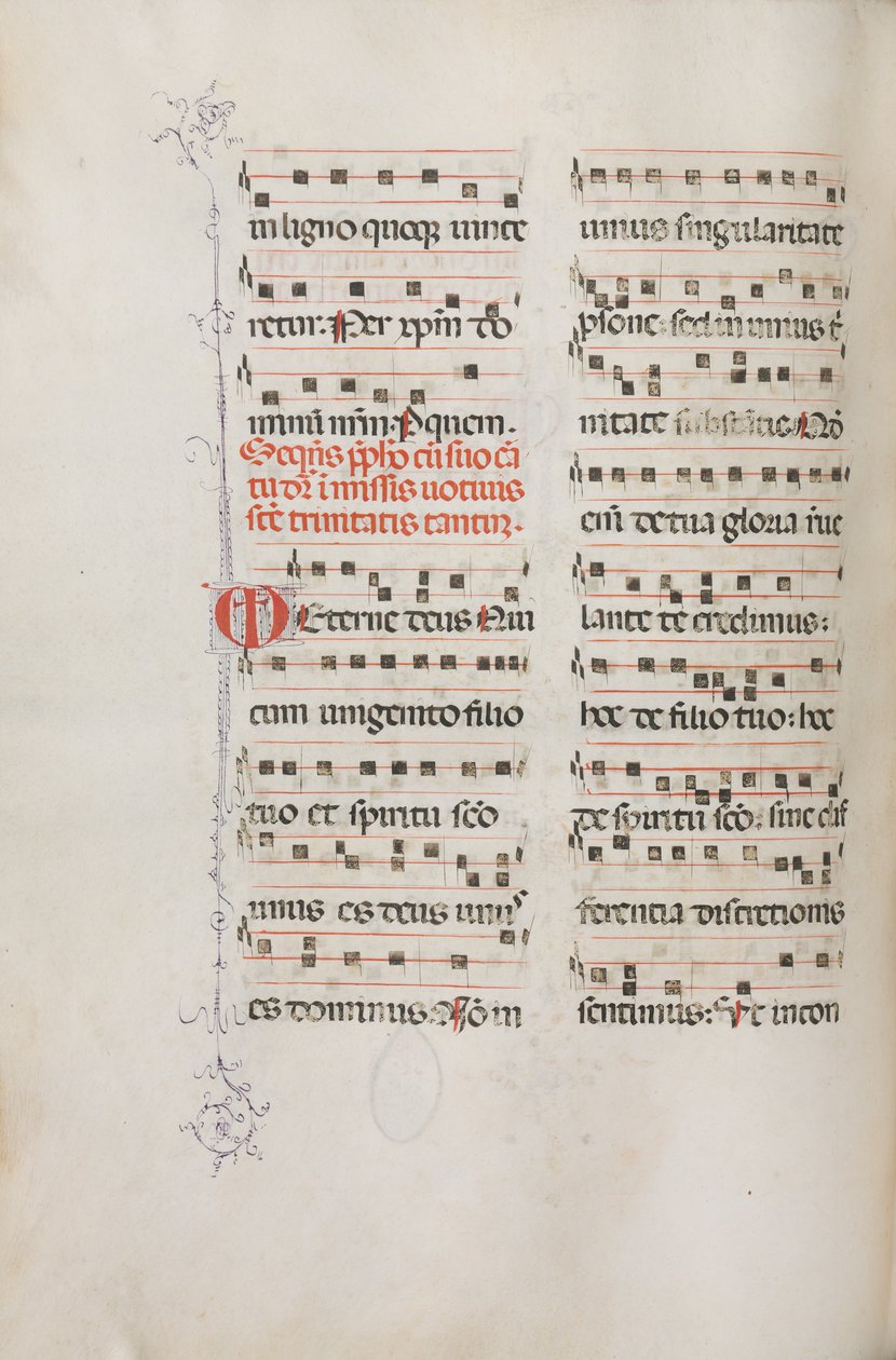 Missale: Fol. 182v: Musiikkia erilaisiin tavallisiin rukouksiin, 1469. tekijältä Bartolomeo Caporali
