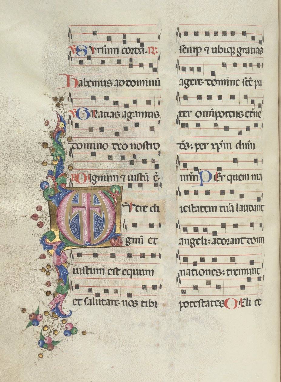 Missale: Fol. 183v: Risti, lehdet, 1469. tekijältä Bartolomeo Caporali