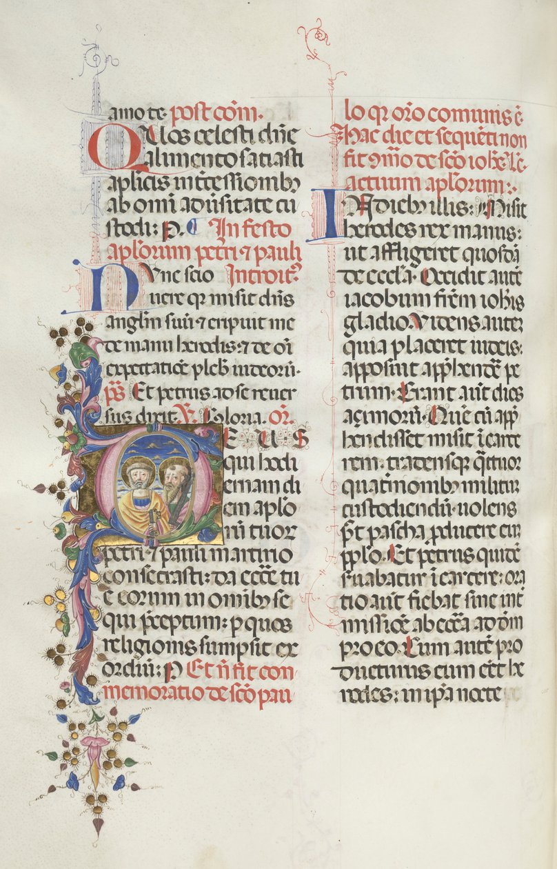 Missale: Fol. 290v: Pyhät Pietari ja Paavali, 1469. tekijältä Bartolomeo Caporali