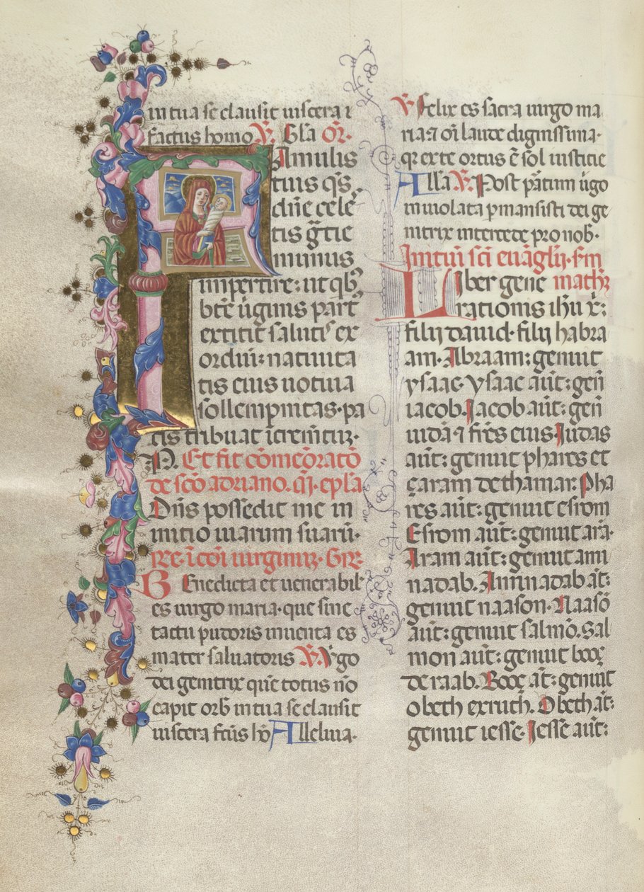 Missale: Fol. 311v: Pyhä Anna pitelee vastasyntynyttä Neitsyttä, 1469. tekijältä Bartolomeo Caporali