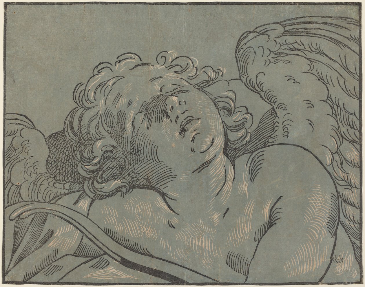 Cupid unessa tekijältä Bartolomeo Coriolano after Guido Reni