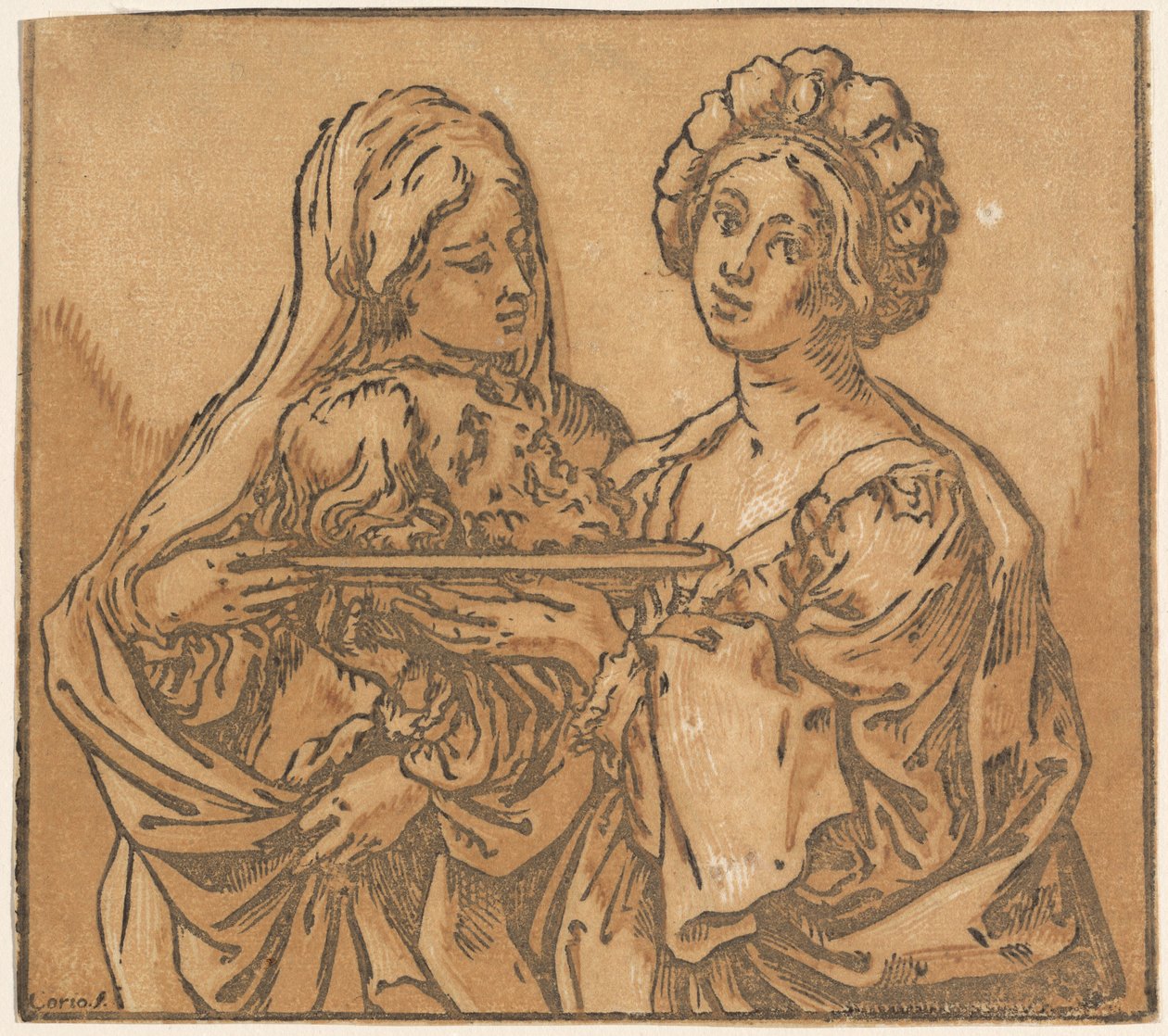 Herodias ja Salome tekijältä Bartolomeo Coriolano after Guido Reni