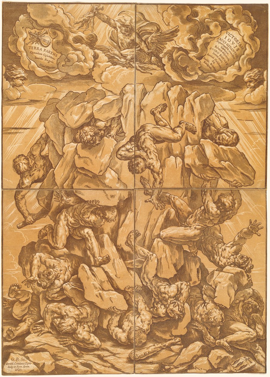 Jättiläisten kaatuminen tekijältä Bartolomeo Coriolano after Guido Reni