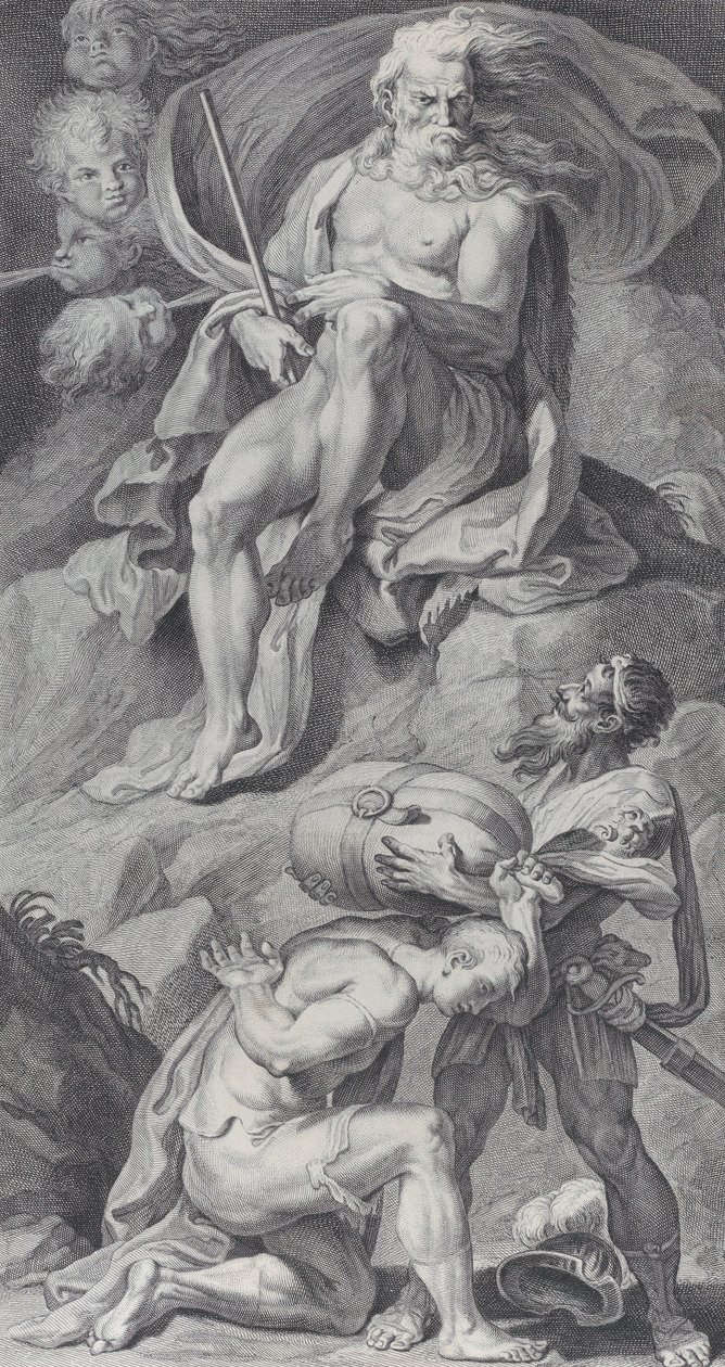 Levy 8: Ulysses vastaanottamassa tuulet nahkalaukussa Aeoluksesta, 1756 tekijältä Bartolomeo Crivellari