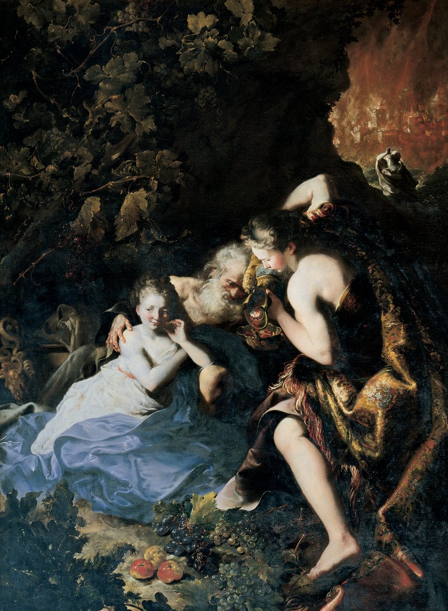 Lot juopunut tyttäriensä kanssa tekijältä Bartolomeo Guidobono