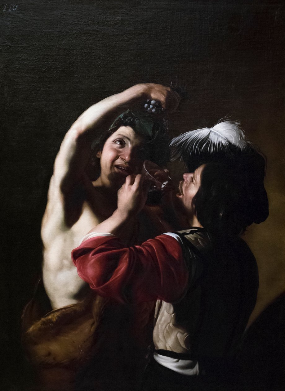 Bacchus ja juomari tekijältä Bartolomeo Manfredi