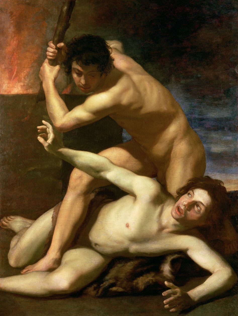 Kainin murhaava Abelin, n. 1610 (öljy kankaalle) tekijältä Bartolomeo Manfredi